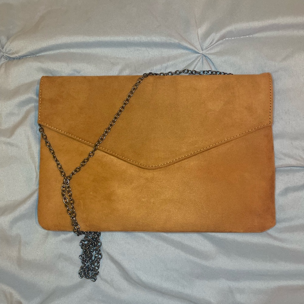 Brown Felt clutch/Crossbody bag